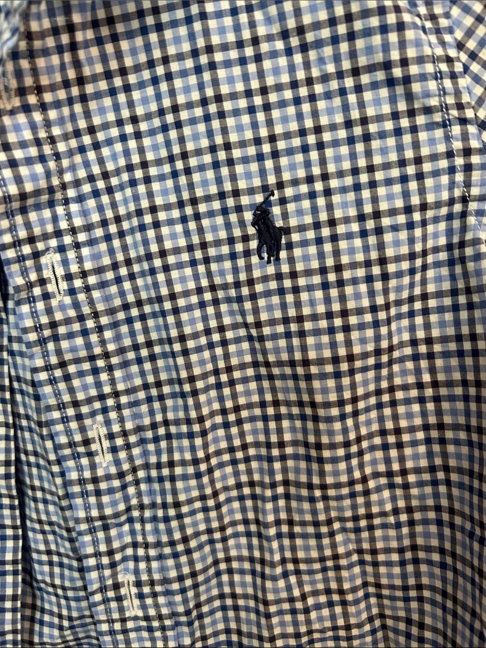 Ralph Lauren Navy and White Plaid Button-Down Shirt